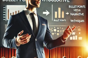 Public speaker membahas bullet points vs. Narasi dalam public speaking